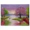 Designart - Romantic Lake in Pink and Green - Extra Large Wall Art Landscape